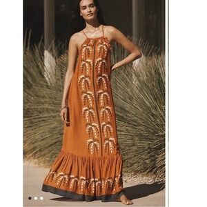 Anthropologie LouLou Avenue X Anthropologie Tiered Tent Maxi Dress S  Tropical